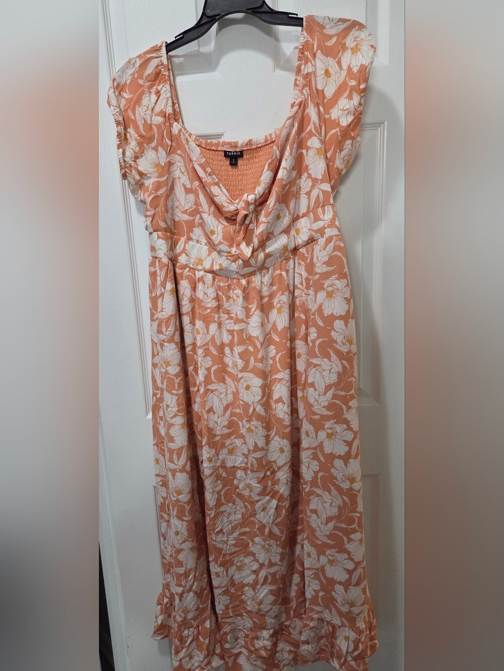 torrid Peach Floral Maxi Dress with White Blooms